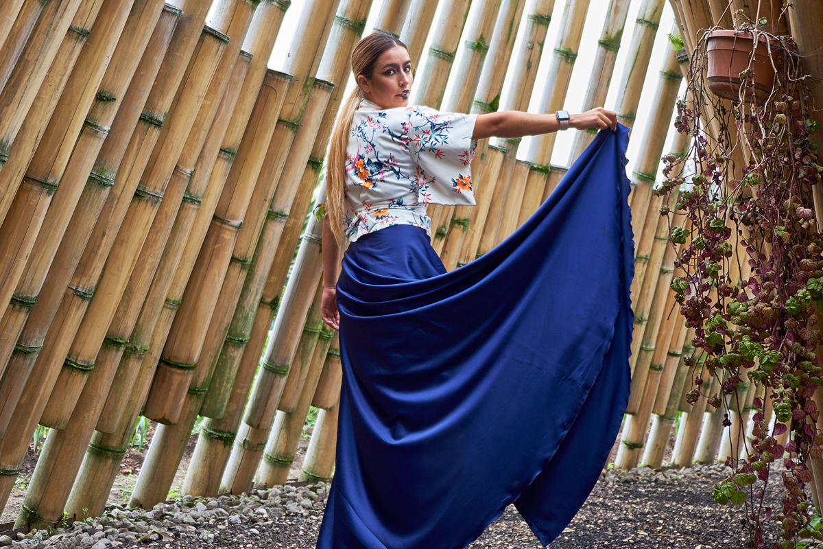 falda maxi azul